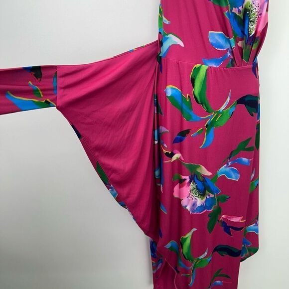 Boston Proper Women’s Pink Floral Multi Watercolor Abstract Print One Shoulder T - Picture 7 of 14